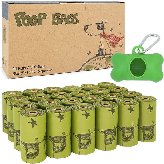 Lavender Dog Poop Bags - 360 Extra Thick Leak-Proof Waste Bags with Convenient Dispenser